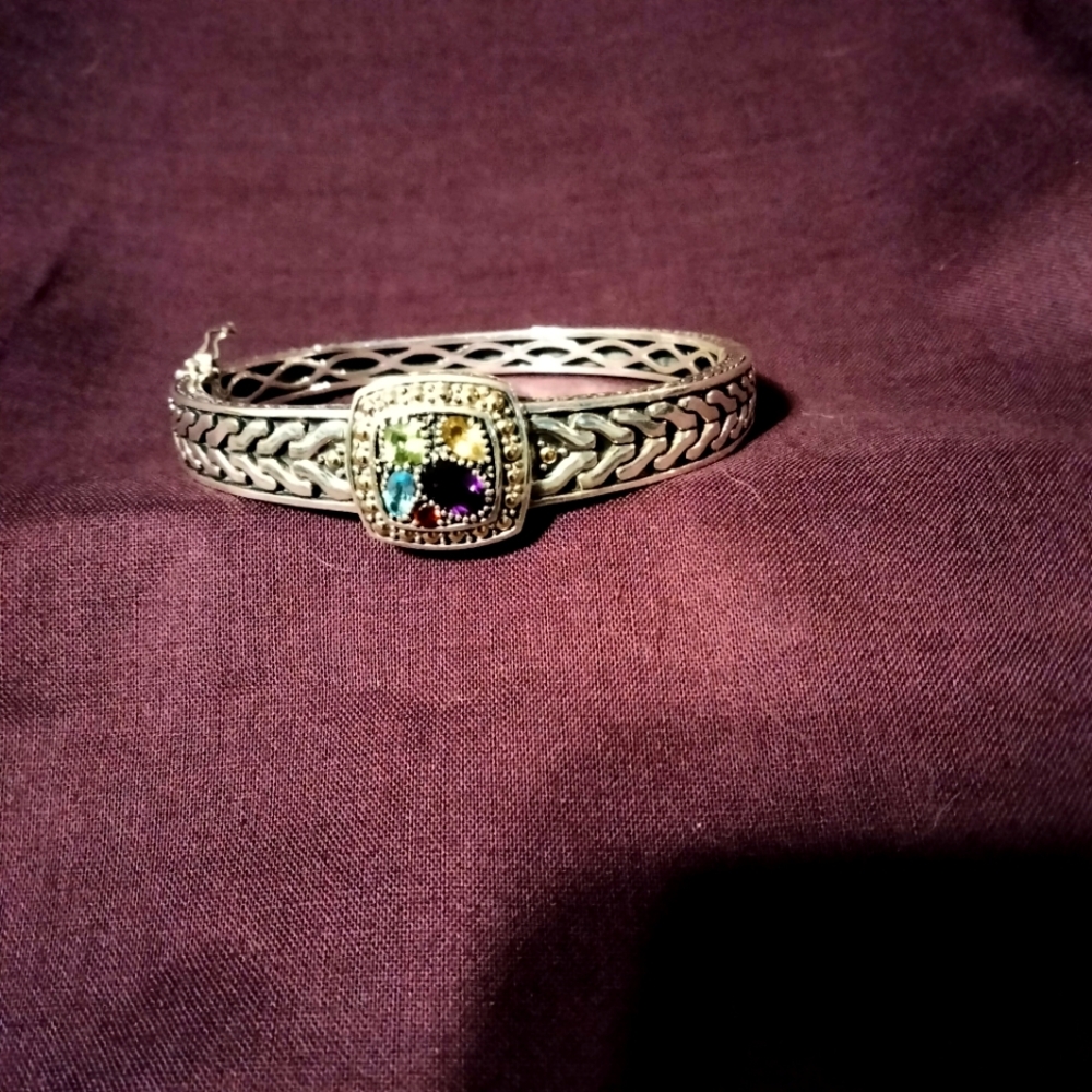 EFFY 925 18K Yellow gold and sterling silver with multicolor gemstone bracelet.